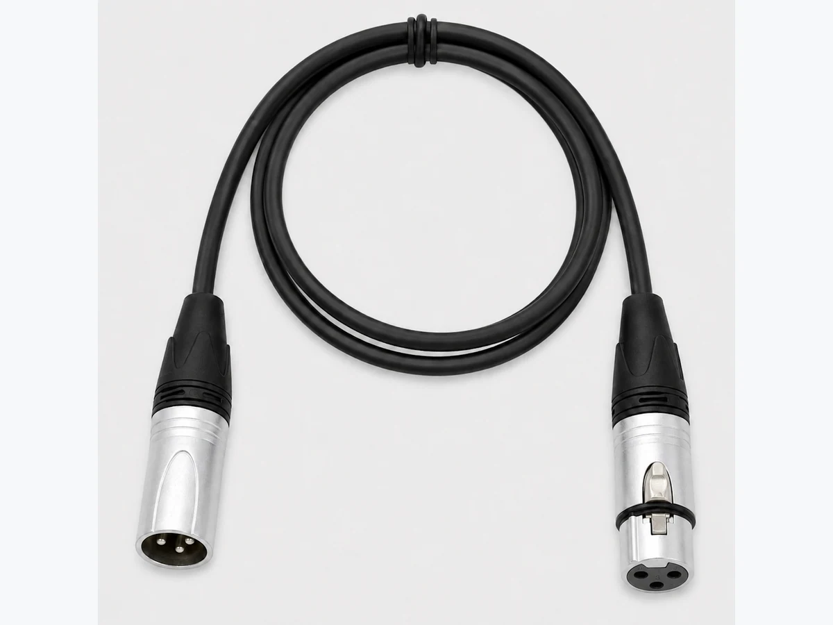 XLR cable with silver male and female connectors