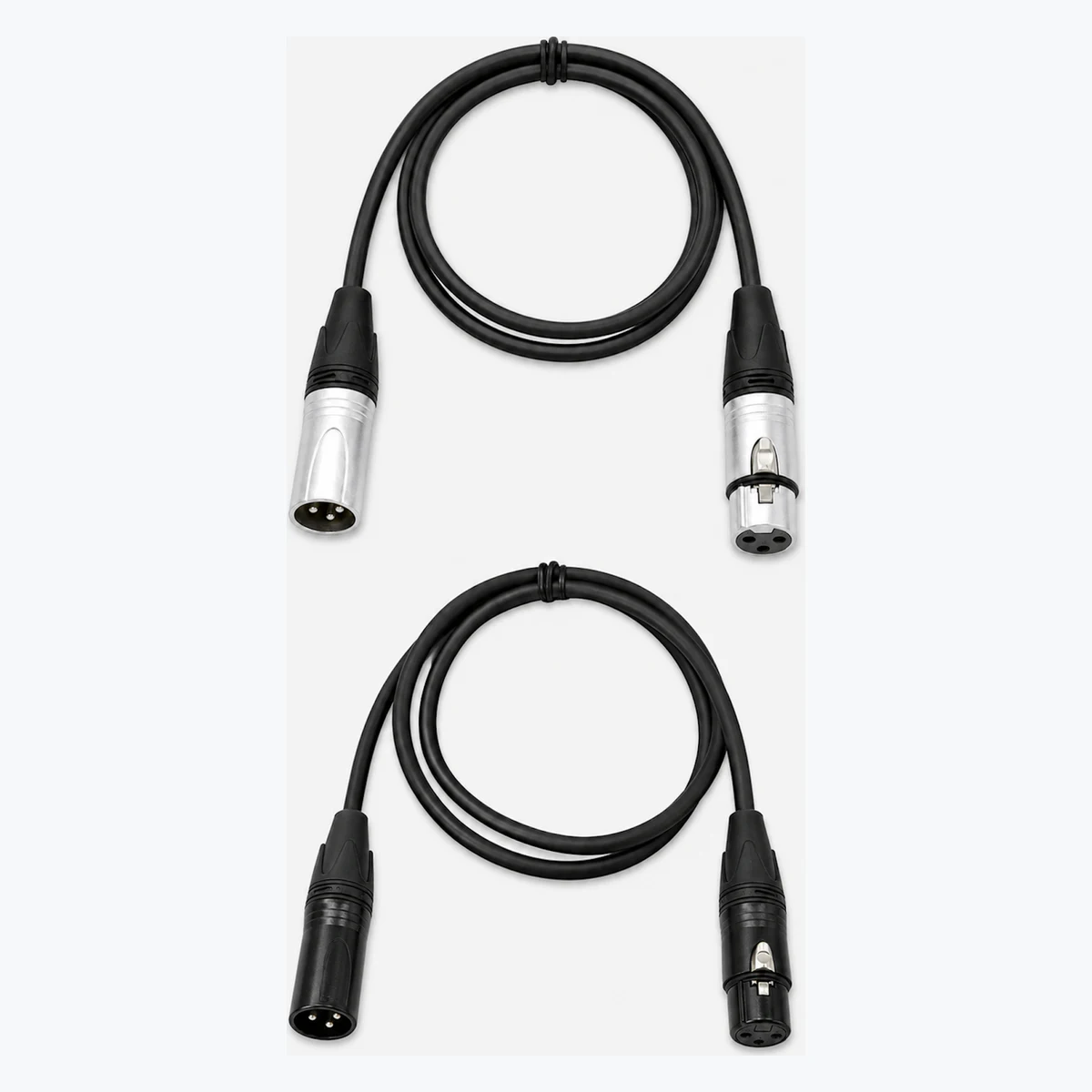 Silver and black XLR cable assemblies
